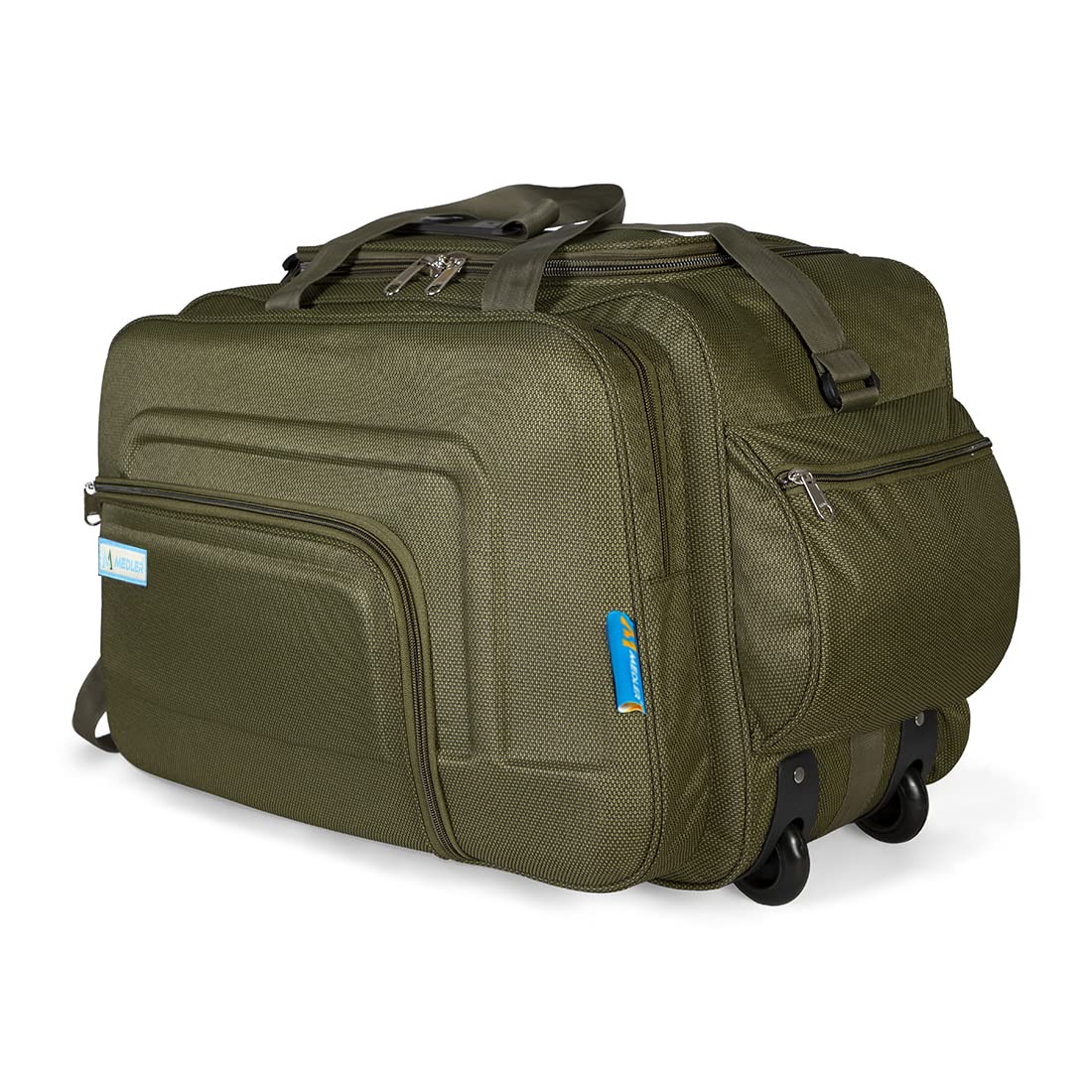 M MEDLER Aquiver Nylon 55 litres Waterproof Strolley Duffle Bag- 2 Wheels - Luggage Bag (Green)
