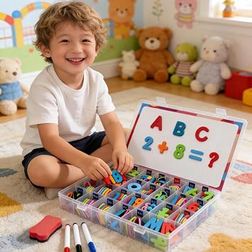 Magnetic Letters and Numbers Set 263 Pieces Educational Toys for Kids Ages 3+ Colorful Alphabet Magnets for Whiteboard & Fridge Preschool Learning Resources Ideal for Homeschool & Classroom