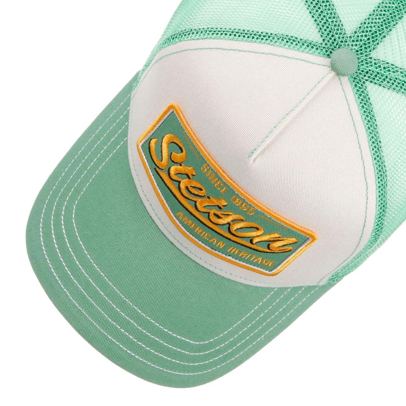 Stetson Vintage Trucker Cap Meshcap Baseballkappe mit Baumwollanteil Herren Damen Regulierte Mütze Frühling Sommer grün One Size