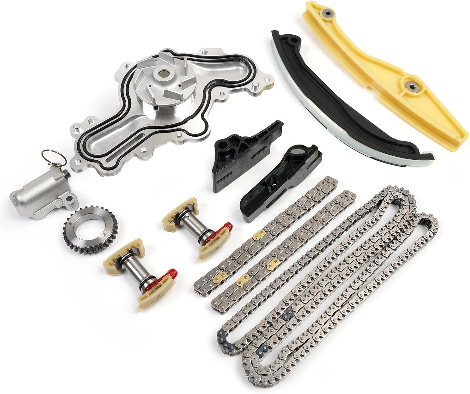 Engine Timing Chain Kit with Water Pump Compatible with Ford F150 Explorer Edge Transit Flex Lincoln MKS MKZ MKX 3.5L 3.7L, 2011-2019 Replacement for 125-3340, BL3Z-6268-A, AT4Z-6268-A