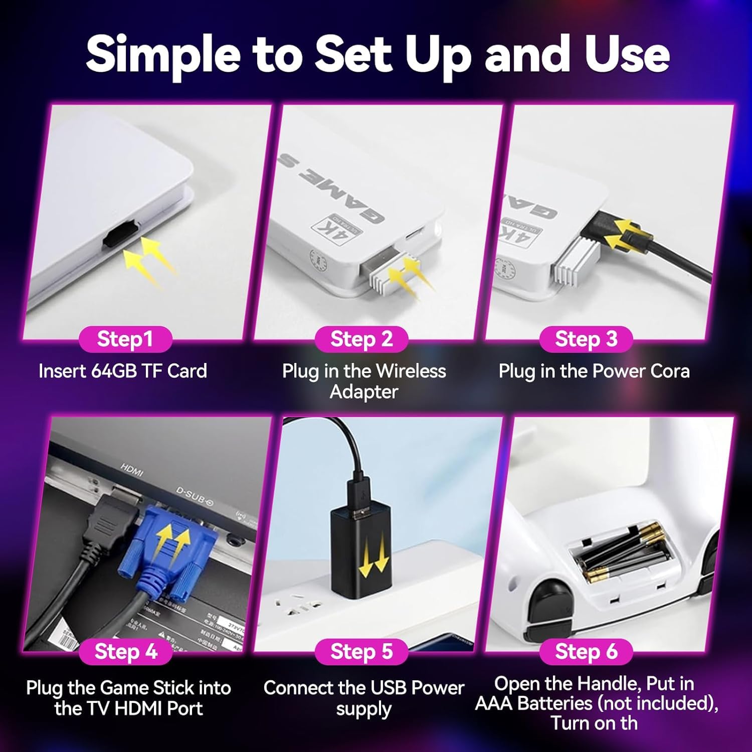 Console de Jeux vidéo 4K Mini avec Deux manettes sans Fil, Connexion HDMI 4K Haute définition à la télévision, Plus de 20 000 Jeux intégrés, Stockage de 64 Go