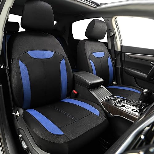 CAR PASS Juego completo de fundas de asiento de automóvil transpirables de malla de aire 3D y tela, ajuste universal para el 95% de los automóviles,