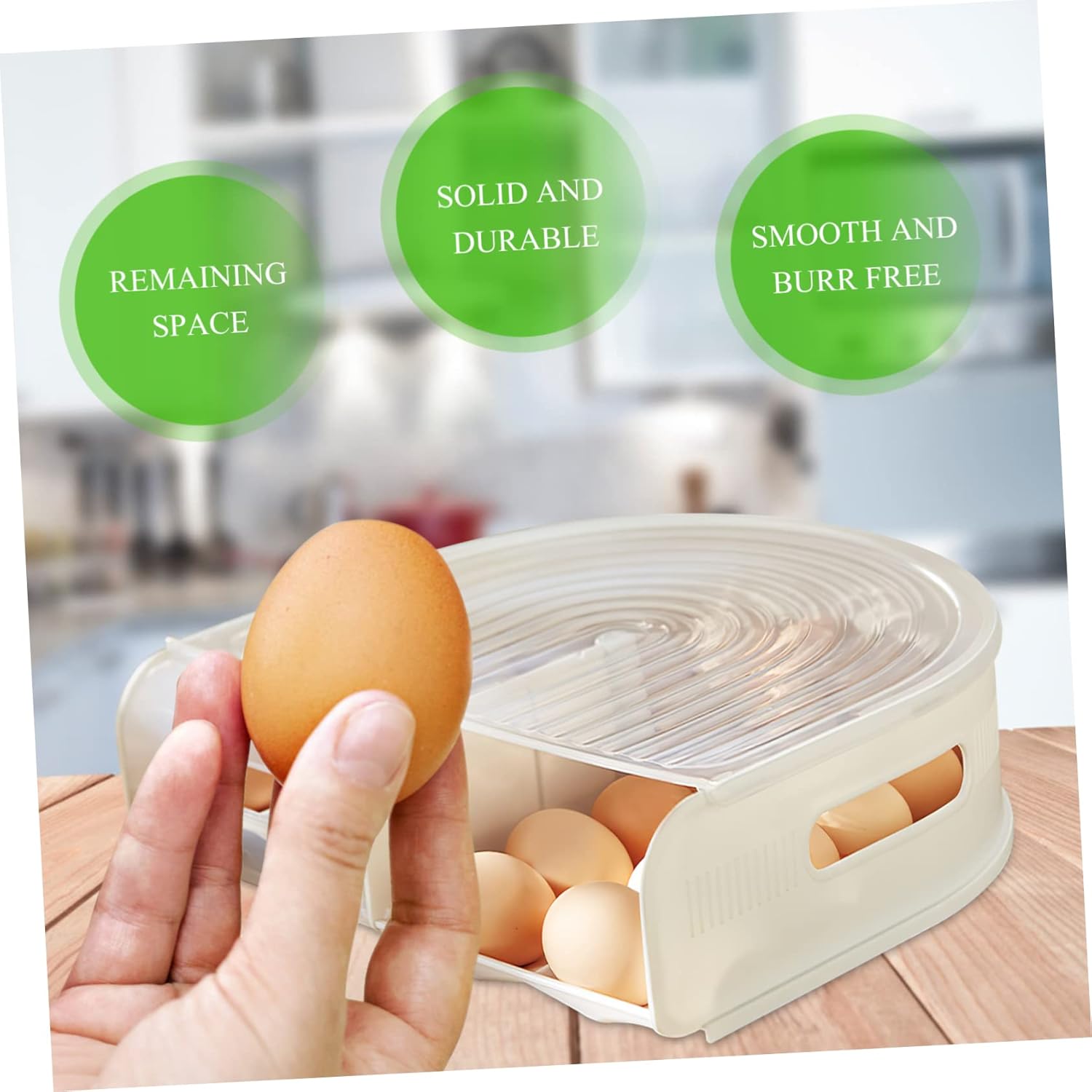 Multi-Function Egg Organizer U-Shaped Egg Storage Box for Refrigerator Sturdy Plastic Tray 1-Piece Kitchen Storage Solution