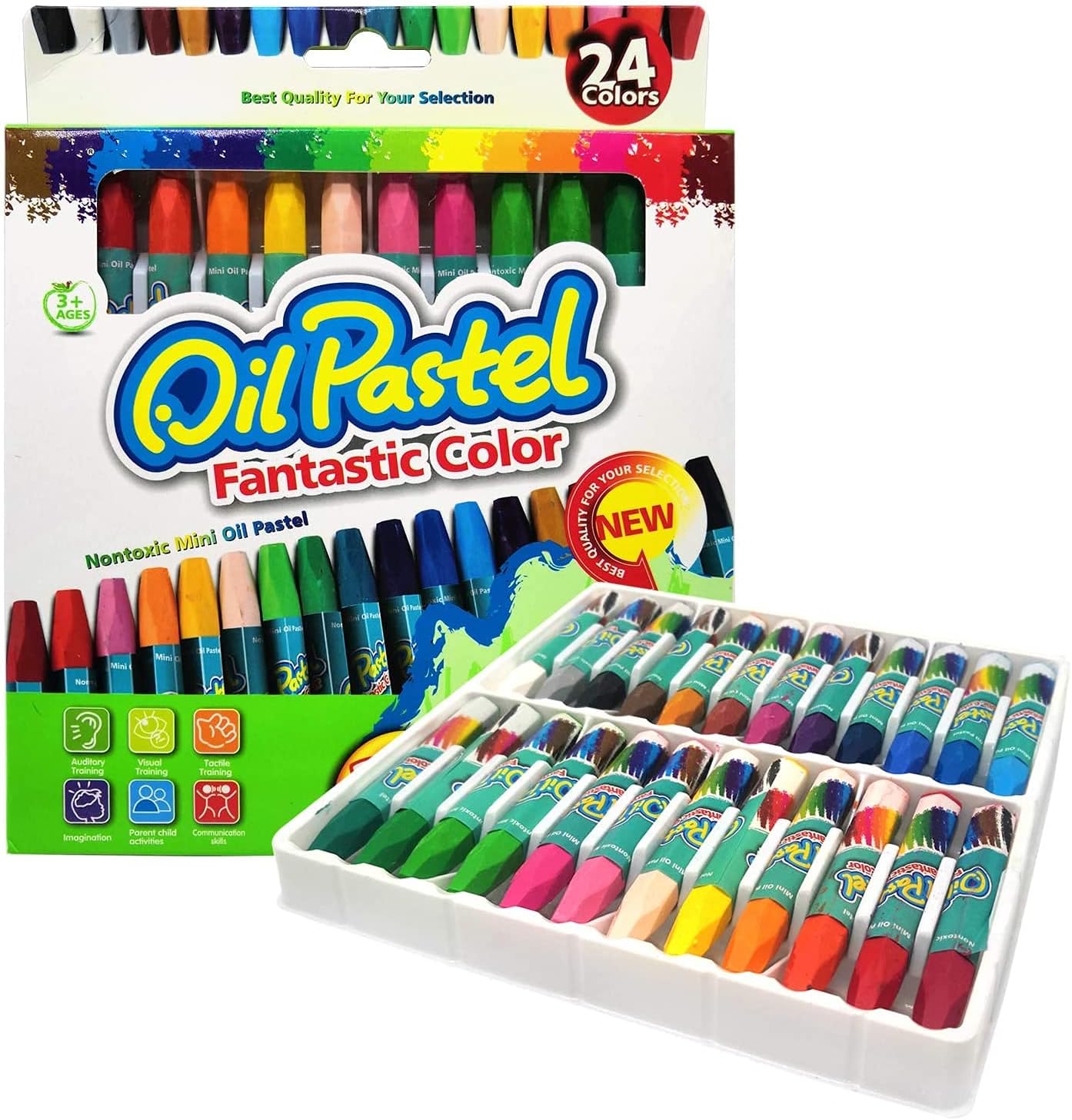 AIFFERA Oil Pastels, 24 Color Oil Pastels Set for Kids Children Student, Nontoxic Oil Pastels Set for Indoor Activities At Home,Art School Supplies