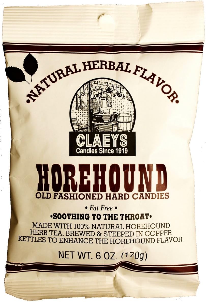 Clay Foods - Claeys' Hard Candy - Pick a Flavor - Anise, Apple, Assorted Fruit, Cherry, Cinnamon, Horehound, Lemon, Licorice, Peppermint, Root Beer, Sassafras, or Watermelon - 6 oz Bag (horehound)