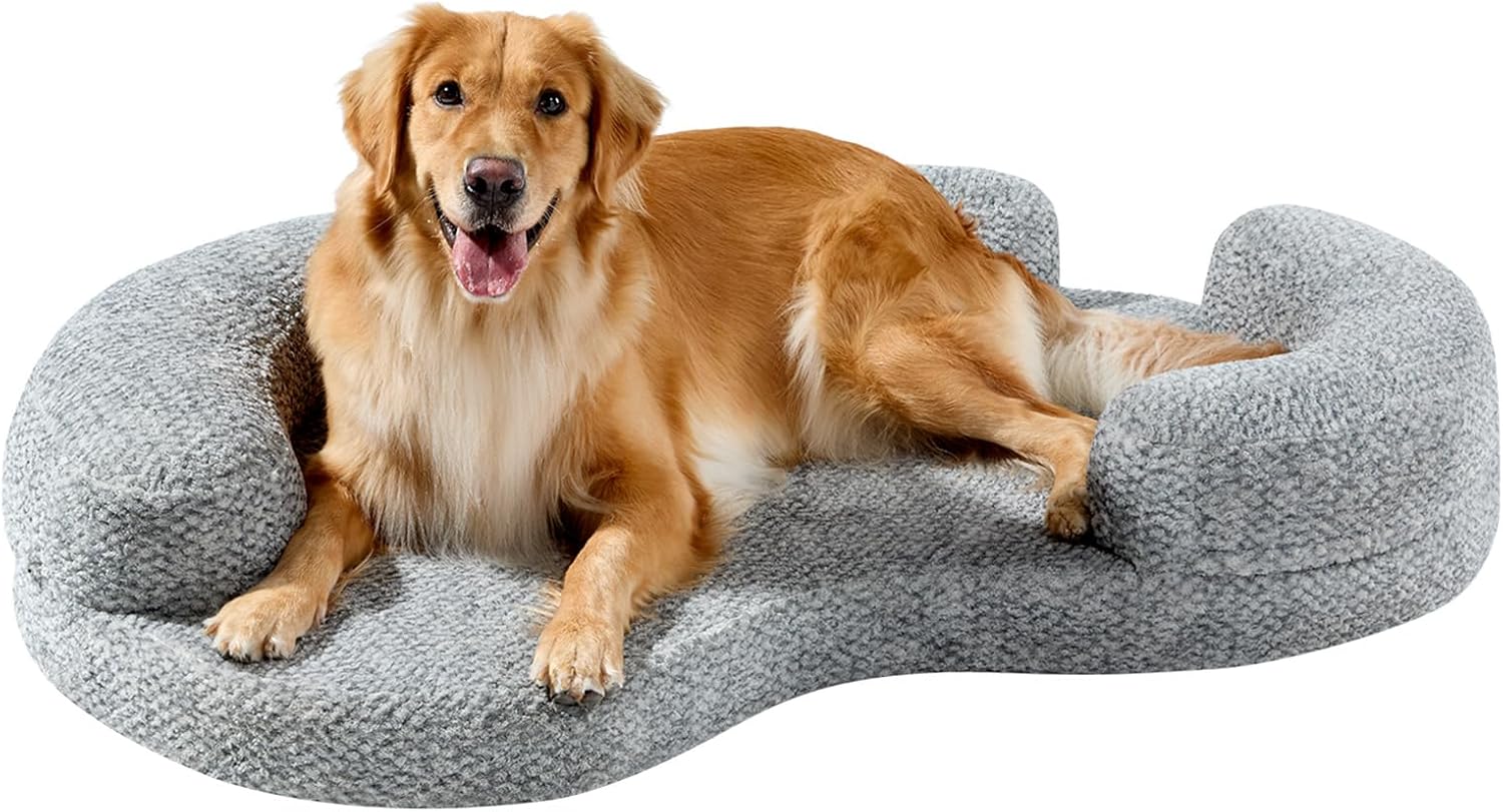Orthopedic Memory Foam XXL Dog Bed for Large Sized Dog - Washable & Waterproof & Removable Cover -Round Calming Bed for Anxiety Relief (51 x 34 x 8 Inch)