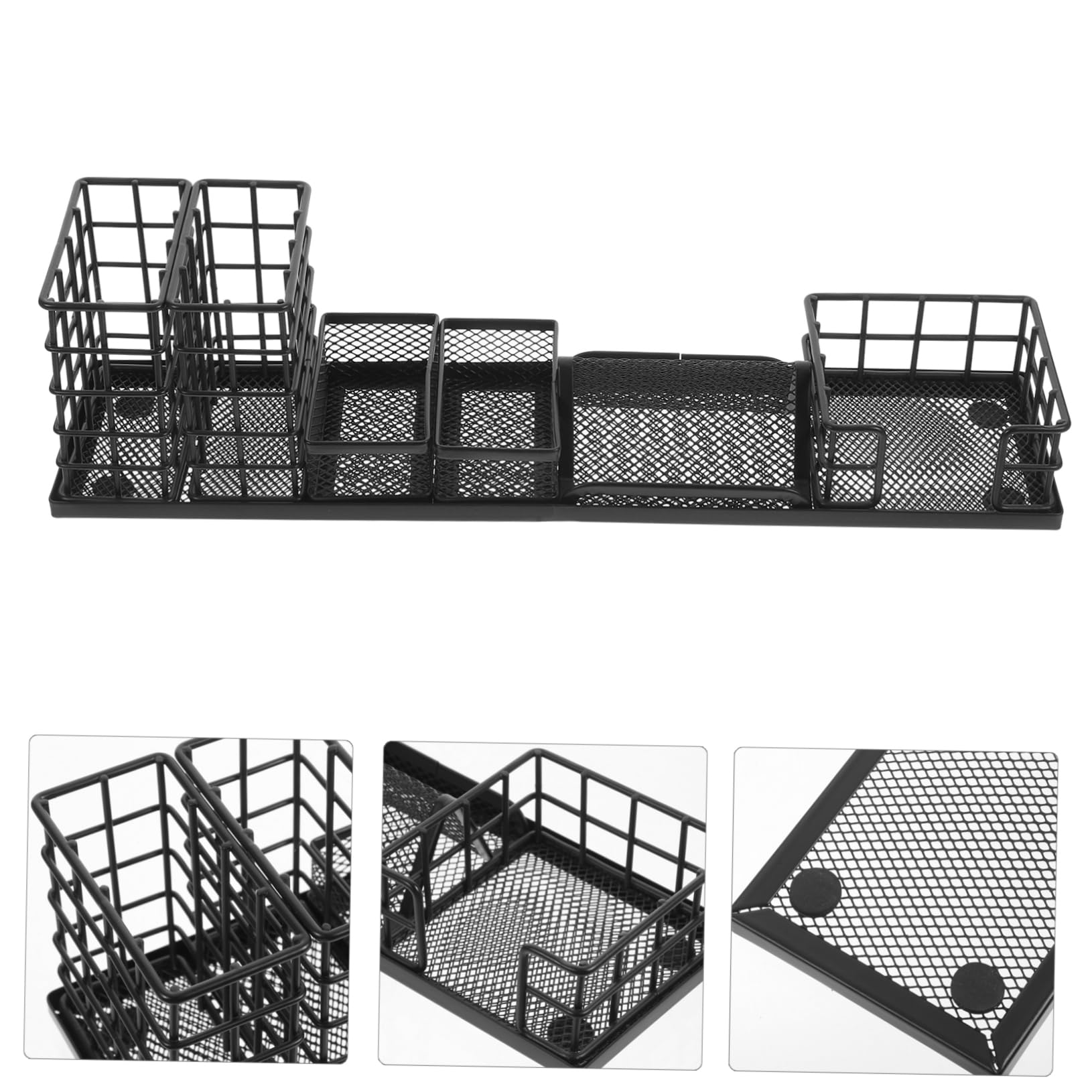 Garneck Organizer Da Scrivania in Metallo 7 Pezzi Portapenne Scatola Portaoggetti Per Ufficio Nero