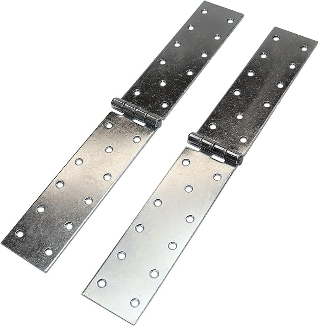 LOGOK2K Cotarba Silver Folding Flip Hinge Alloy Backflap Galvanized Hinge Metal Heavy Duty Zinc Strap Tee Hinges Gate Connector Doors Box Shed Anti Rust Fence Thick Pair 300 x 45 mm ( 11.8''x1.7'' )