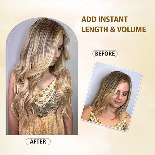 Miniatura 2 de Extensiones de cabello sintético de 24 pulgadas con clip, extensiones de cabello largo ondulado con clip, extensiones de cabello largo y ondulado de