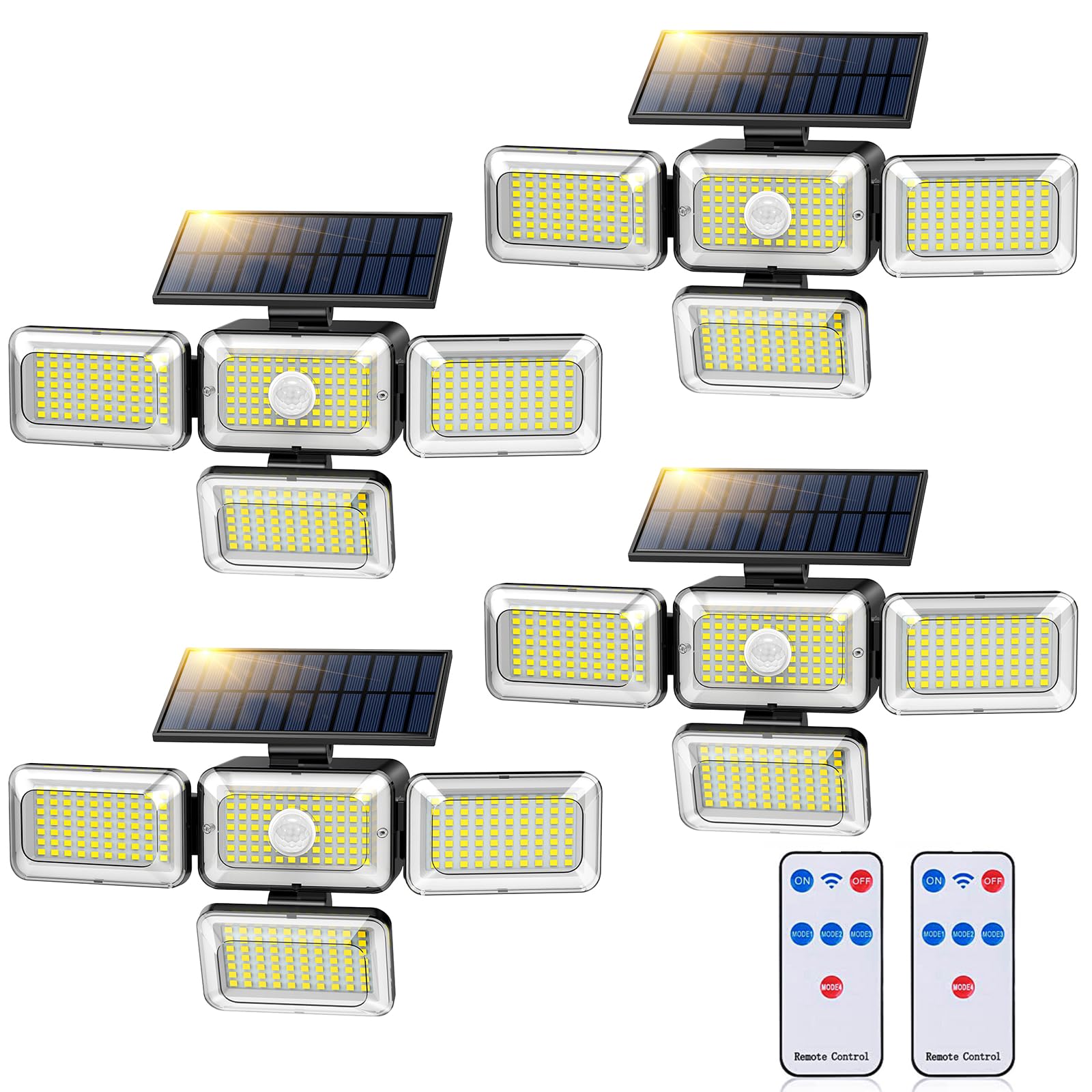 YSEAGA Solar Lights Outdoor, 288 LED 2800LM 4 Heads