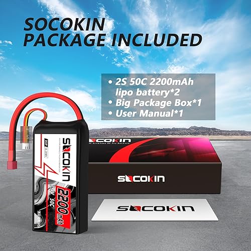 Miniatura 6 de 2S Lipo Batería 7.4V 50C 2200mAh Baterías con conector T-Plug Plug Shorty Soft Case Batería para FPV Drone Quadcopter UAV Avión Helicóptero RC Coche