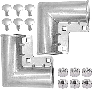 Aginkgo 2 Packs 1-3/8 x 1-3/8 Inch Chain Link Fence Gate Corners Aluminum Door Corner Hook for Flower Net Door Pillar Horizontal Bar Column Connection Chain Door Elbow Connector 90 Degree Angle Design