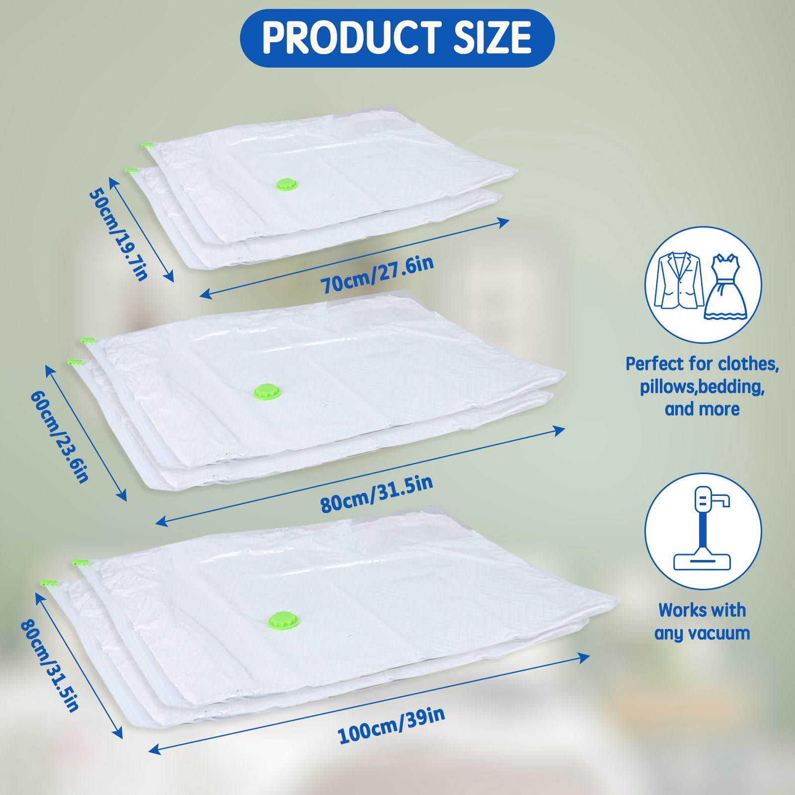 HEAVY DUTY 6 VACUUM STORAGE BAGS by Gorilla Bags. 2 Large (100x80cm), 2 Medium (60x80cm) - Image 4