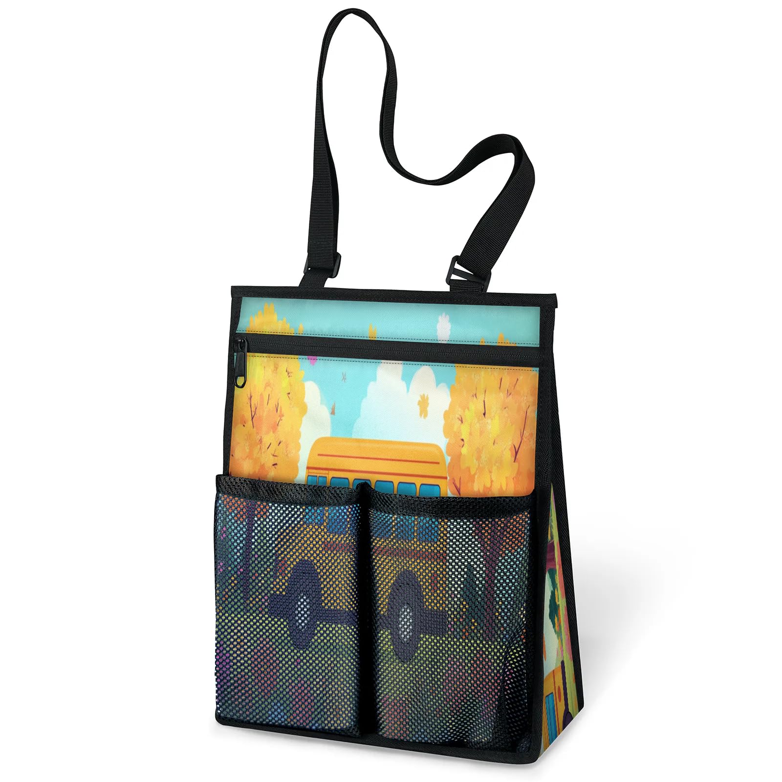 Ourtheme Cute Bus Car Portable Shower Bag for Travel Gym Camp Beach Tote Shower Caddy Bags Hanging Toiletry