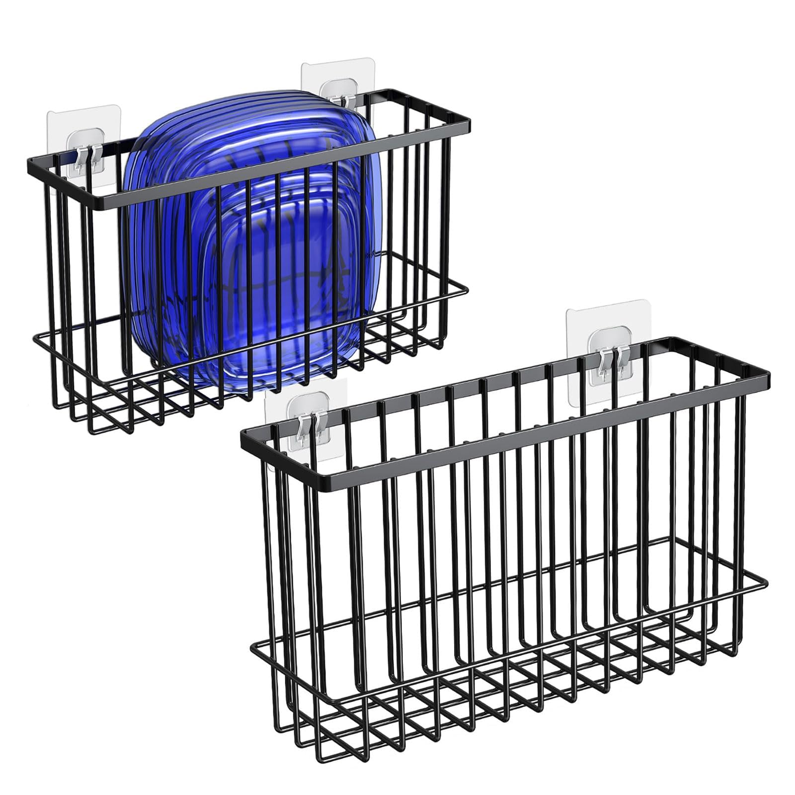 Boîte de rangement cuisine armoire salle de bain, panier métallique suspendu noir-1
