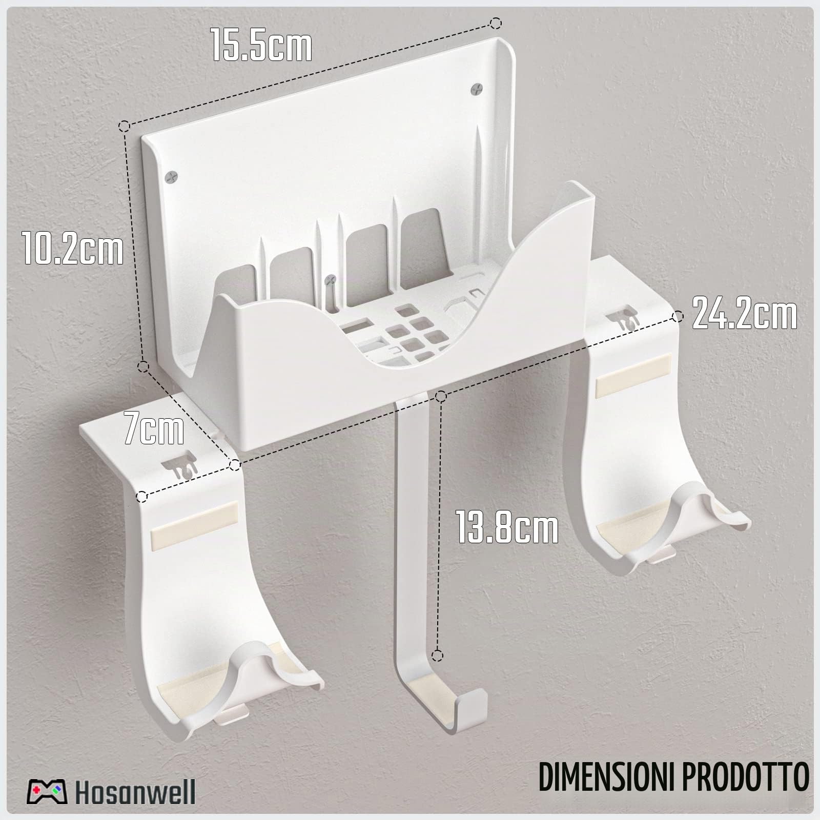 Hosanwell Supporto da Parete Xbox Series S Staffa Parete per Console, Cuffie e Controller, Montaggio a Parete Solido con Tappetino Antiscivolo, Tacca di Ricarica Disponibile per Cavo USB