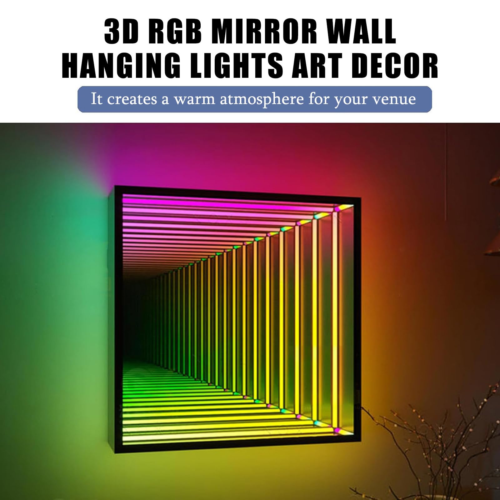 Lustro LED Infinity z pilotem zdalnego sterowania, lampka nocna z iluzją 3D, do sypialni i pokoju gier, dekoracja