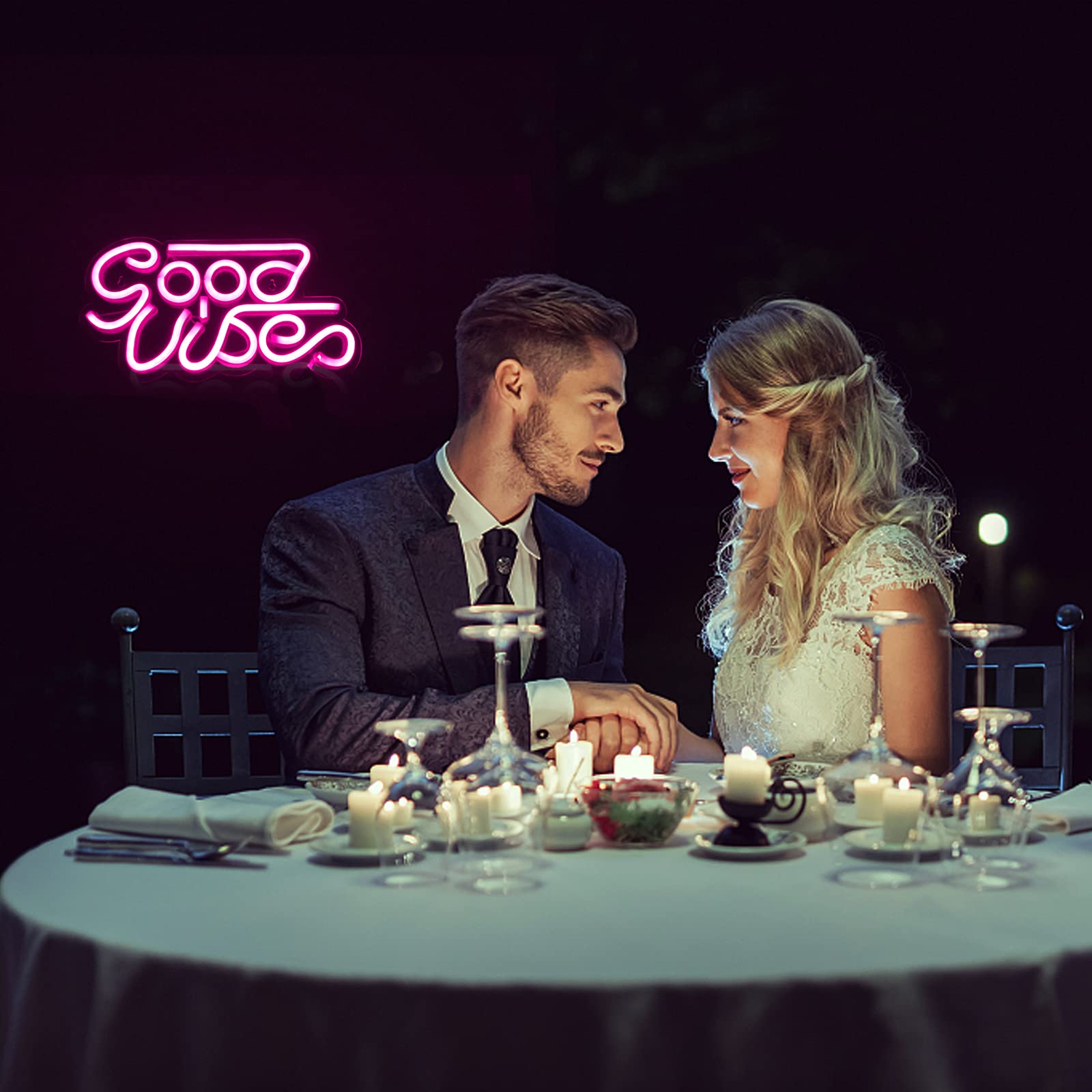Good Vibes Neon Schild, Pink Led Schriftzug Light Good Vibesneon Lights Wall Decor, Leuchtreklame Neonschilder Leuchtschilder Nachtlicht Wandschild für Bar Club Garage Zuhause Schlafzimmer