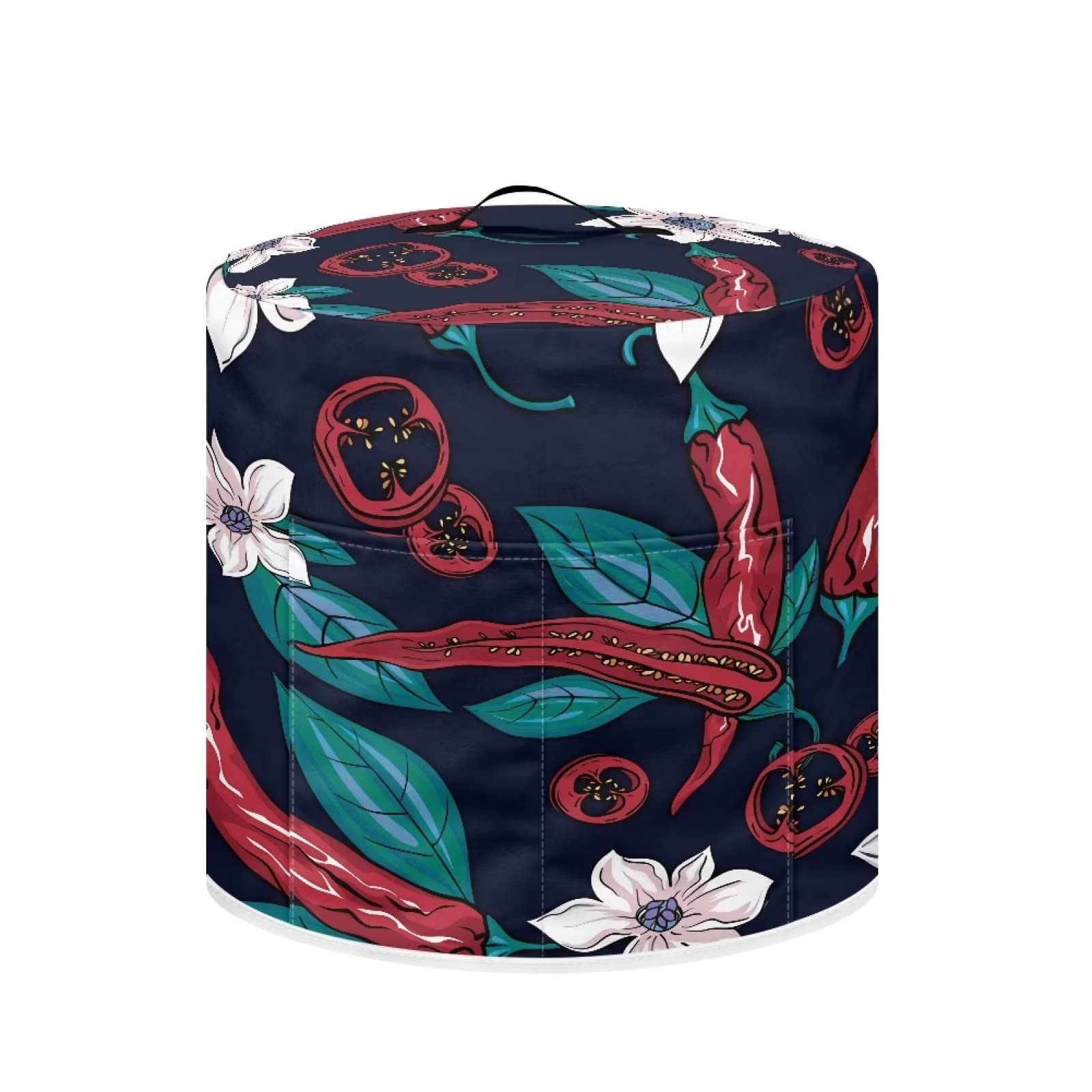 COEQINE Blue Stain Resistant Pressure Cooker Dust Cover Fit 6 Quart Rice Cooker Cover With Handles And Pocket, Funny Chili Flower Print