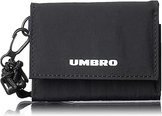 [アンブロ] 三つ折り財布 メンズ レディース ネックストラップ付き 軽量ナイロン コンパクトウォレット ミニ財布 小銭入れ付き Black