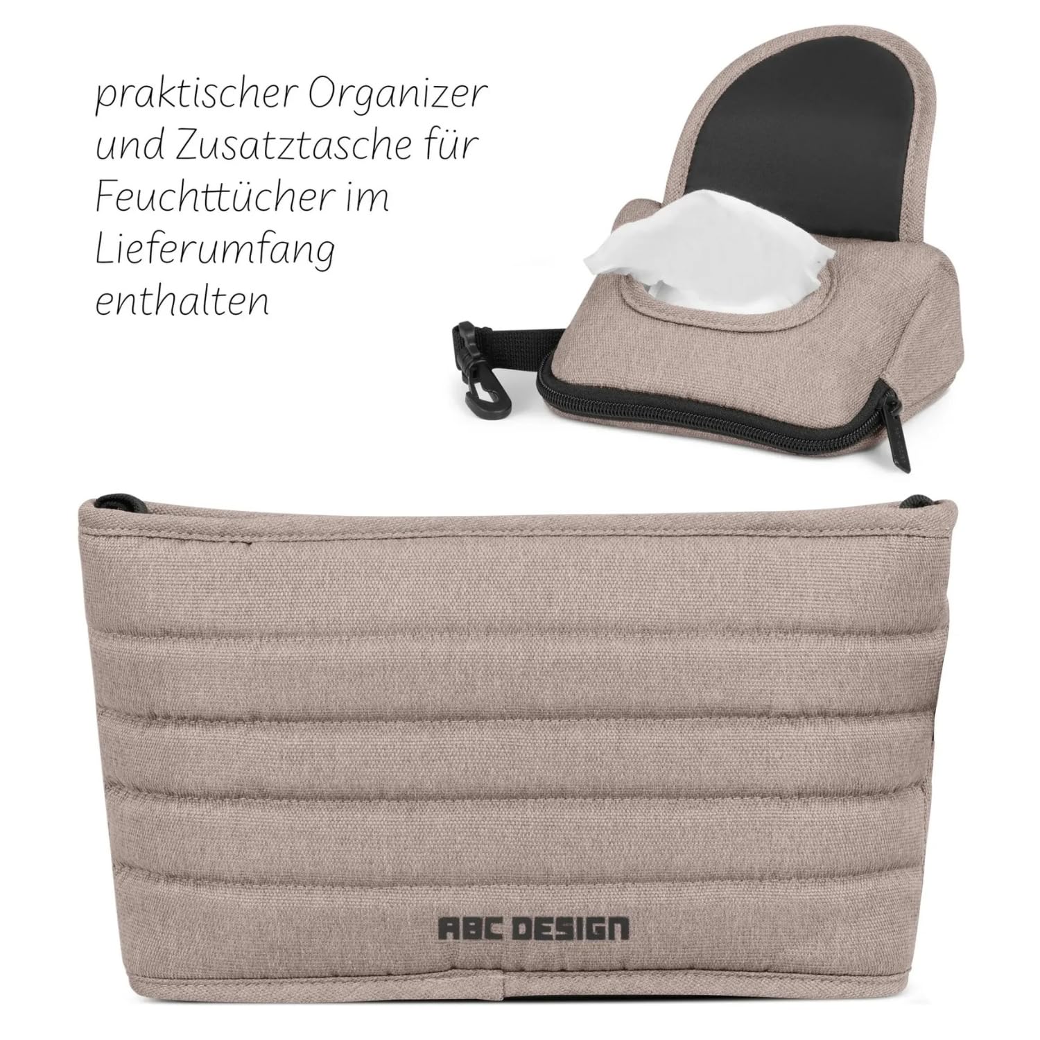 ABC Design Tragewanne für Samba, Salsa Run & Zoom – Babywanne ab Geburt mit CozyCloud® Matratze, faltbar, großes Verdeck & Belüftungsfenster – Kinderwagenaufsatz - Camel