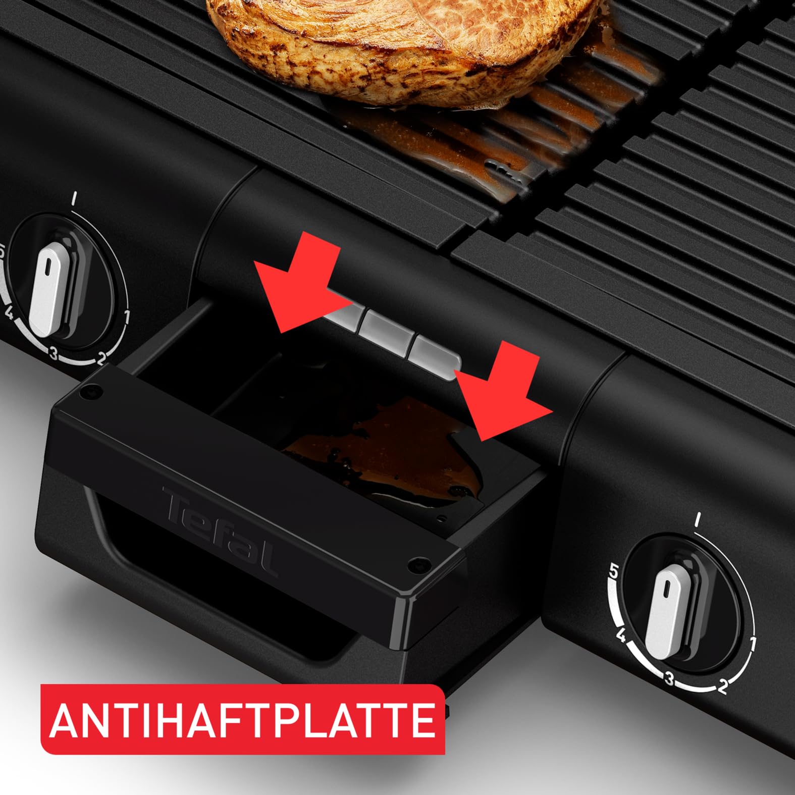 Tefal BBQ Family Elektrischer Tischgrill TG800N10, 2 getrennte Grillflächen, antihaftbeschichtet, Schwarz/Silber