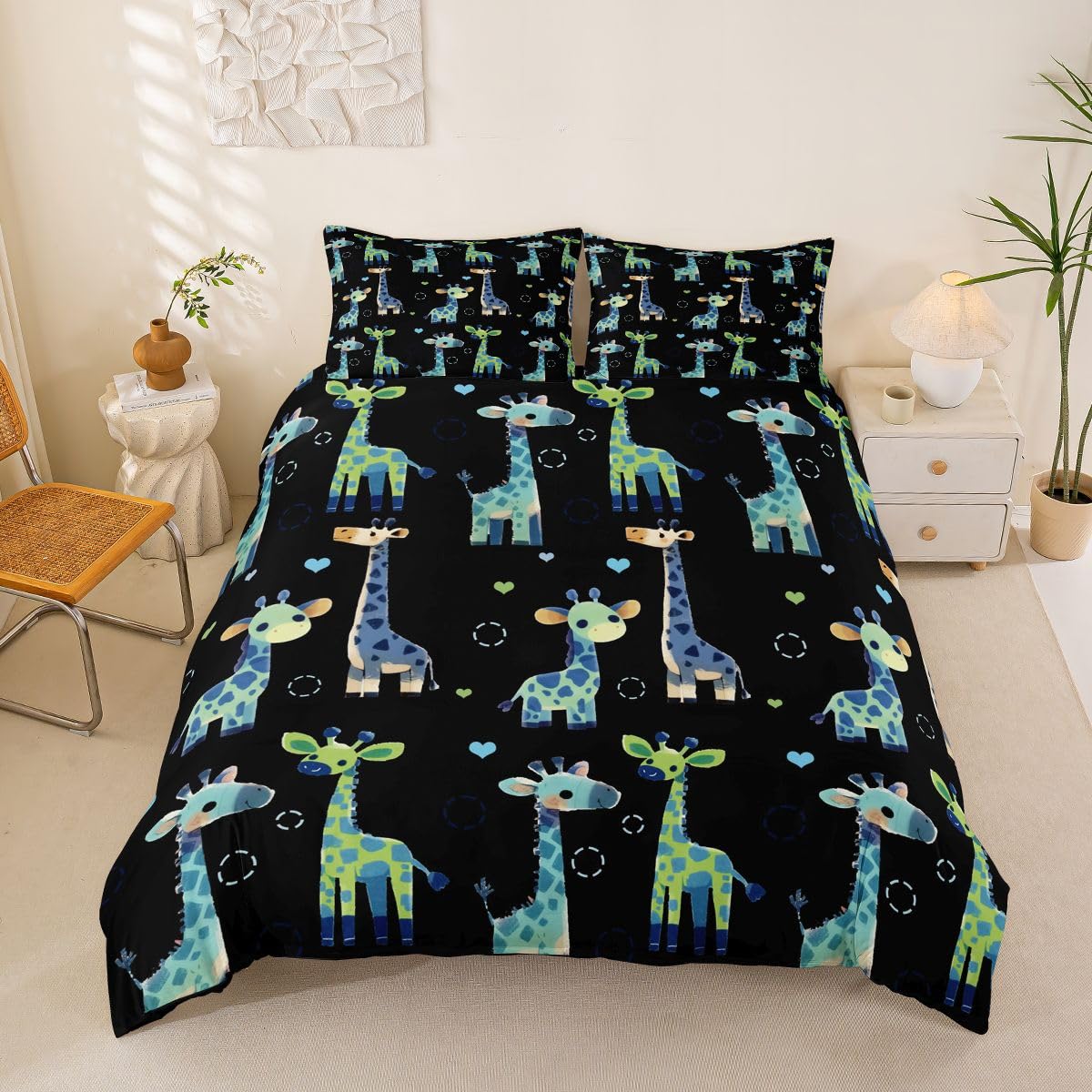 Parure de lit enfant girafe pour transformer la chambre en savane kawaii