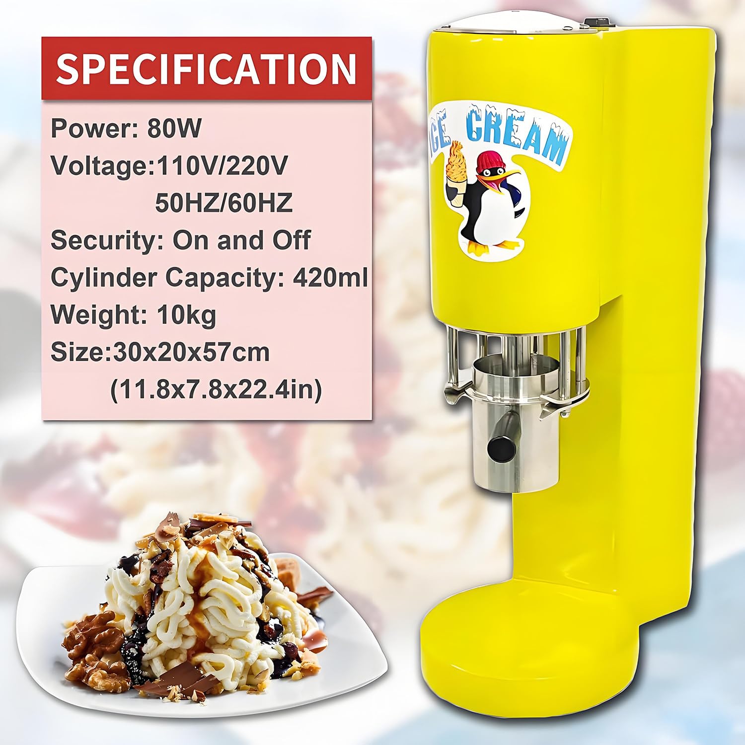 Máquina eléctrica de helados de acero inoxidable para encimera