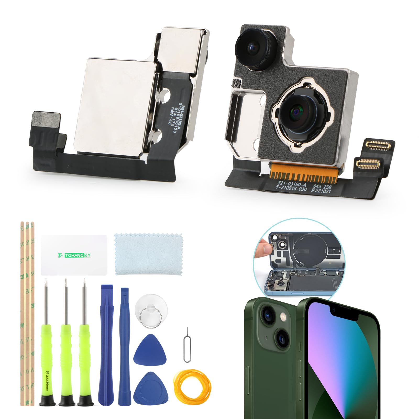 Fotocamera Posteriore per Iphone 13 Fotocamera Esterna per Iphone 13 Mini Fotocamera Posteriore A2631, A2633, A2634, A2635, A2482, A2626, A2628, A2629,con Strumenti XX