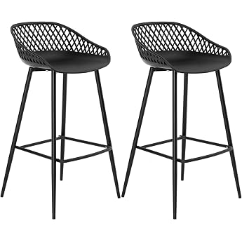 IDIMEX IREK Bar Stool in Retro Design Comfortable Counter Stool Pack of 2 Practical Bistro Chair Made of Plastic Black