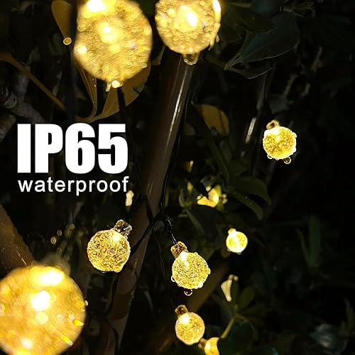 Miniatura 3 de Flechllary Tira de luces solares para exteriores, 36 pies, 60 luces LED de globo de cristal con 8 modos, tira de luces solares para exteriores,