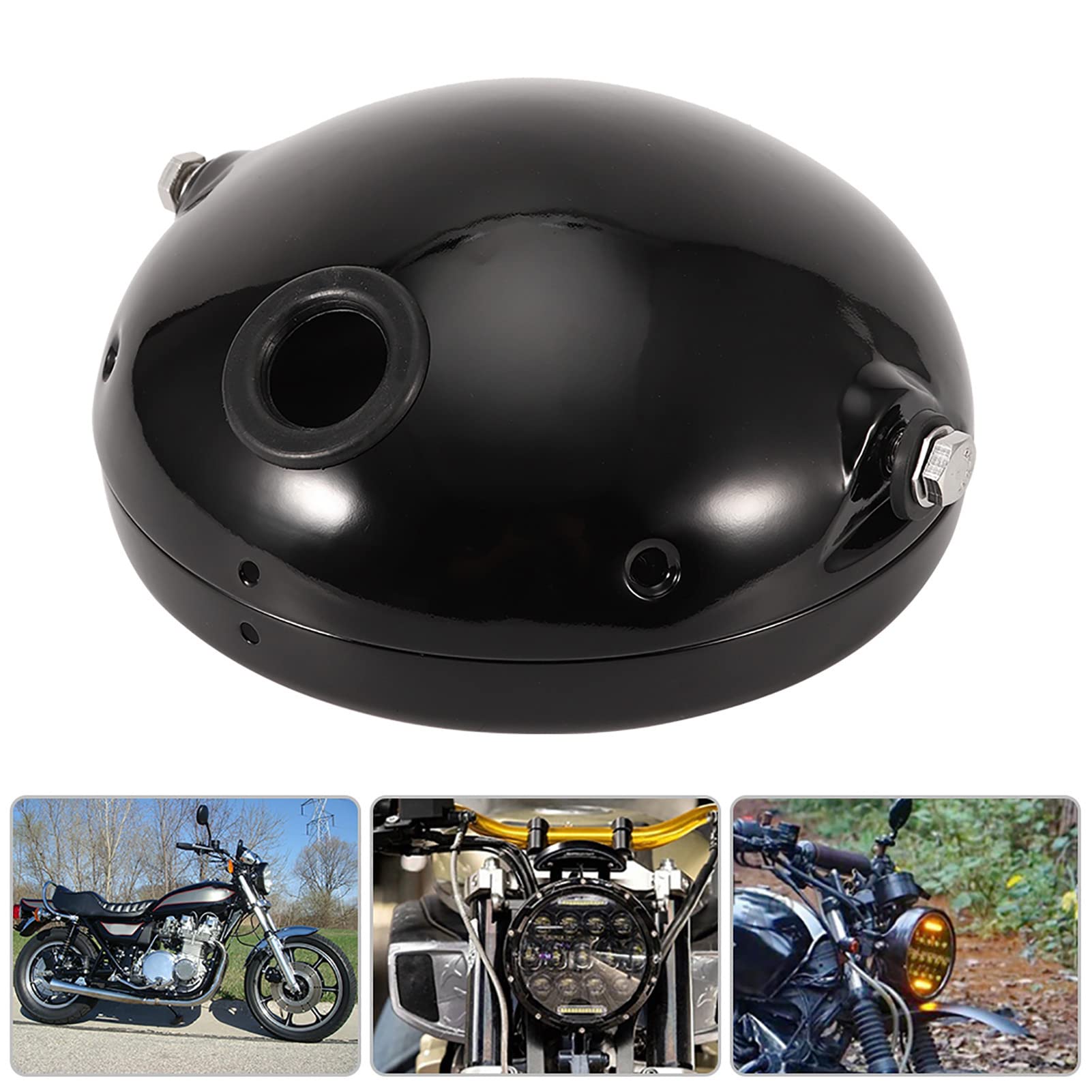Custodia in ferro per faro anteriore a LED da 7 pollici per moto, copertura rotonda per faro anteriore di motocicletta, custodia resistente in metallo per faro con accessori di (Nera)