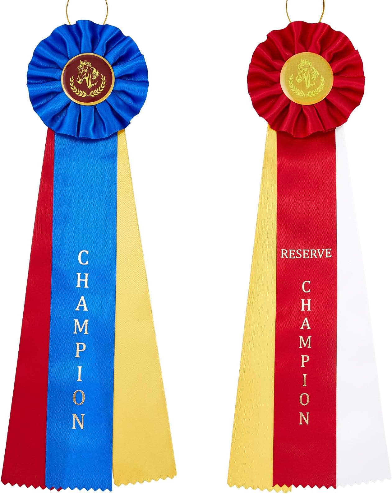 HotopAward Prize Ribbon Horse Show Champion and Reserve Champion Rosette Ribbon with Event Card Winner Victory Recognition Participation Ribbon for Competition, Sport Event, School, Contest(4 Pcs)