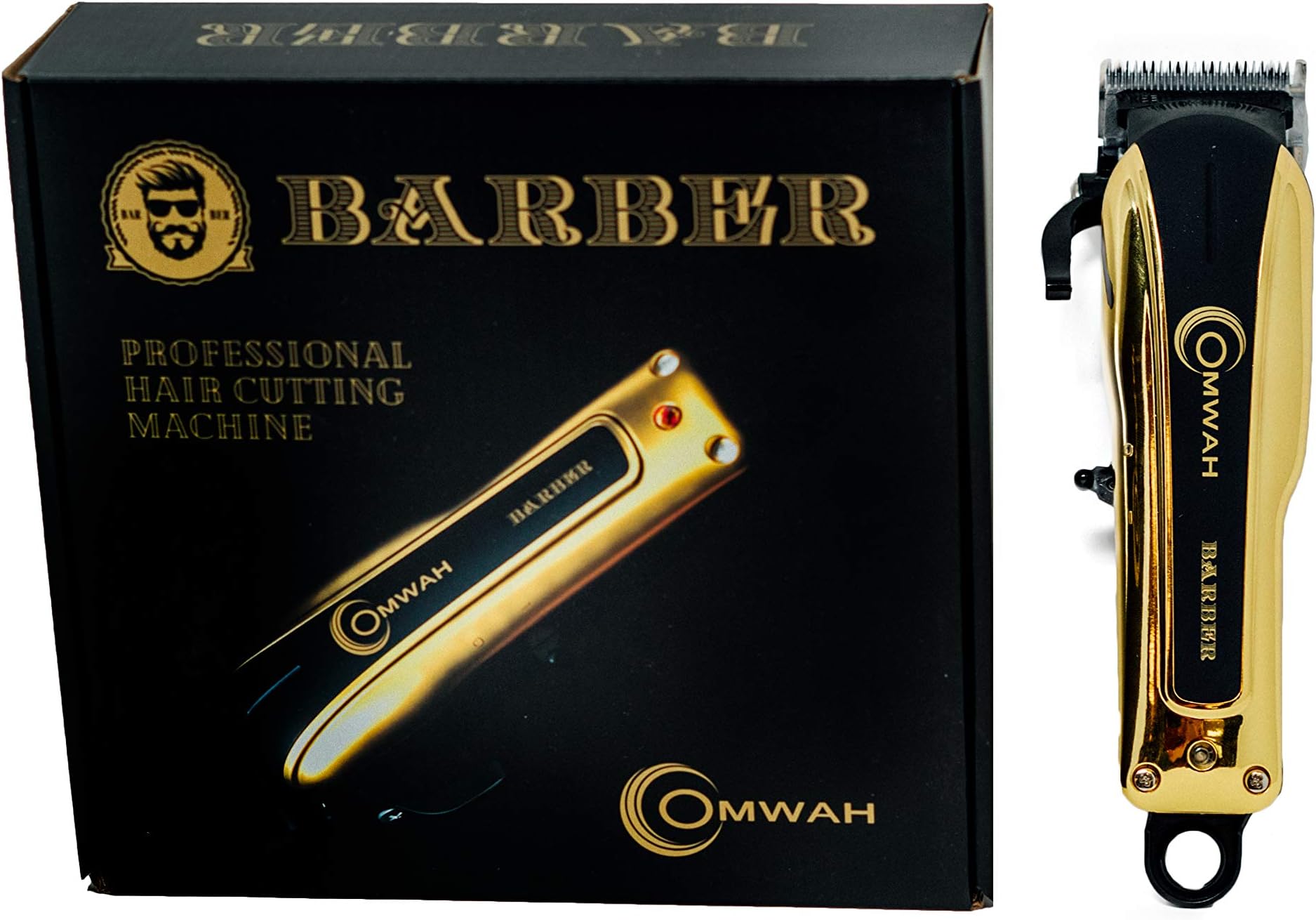 OMWAH Professional High Performance Cordless Barber Hair Clipper Haircut Clippers Kit with 5 Magnetic Combs