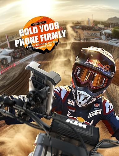 Miniatura 6 de LISEN Soporte de teléfono para motocicleta, bloqueo rápido 1S 100 mph militar antivibraciones, soporte de teléfono para motocross, abrazadera