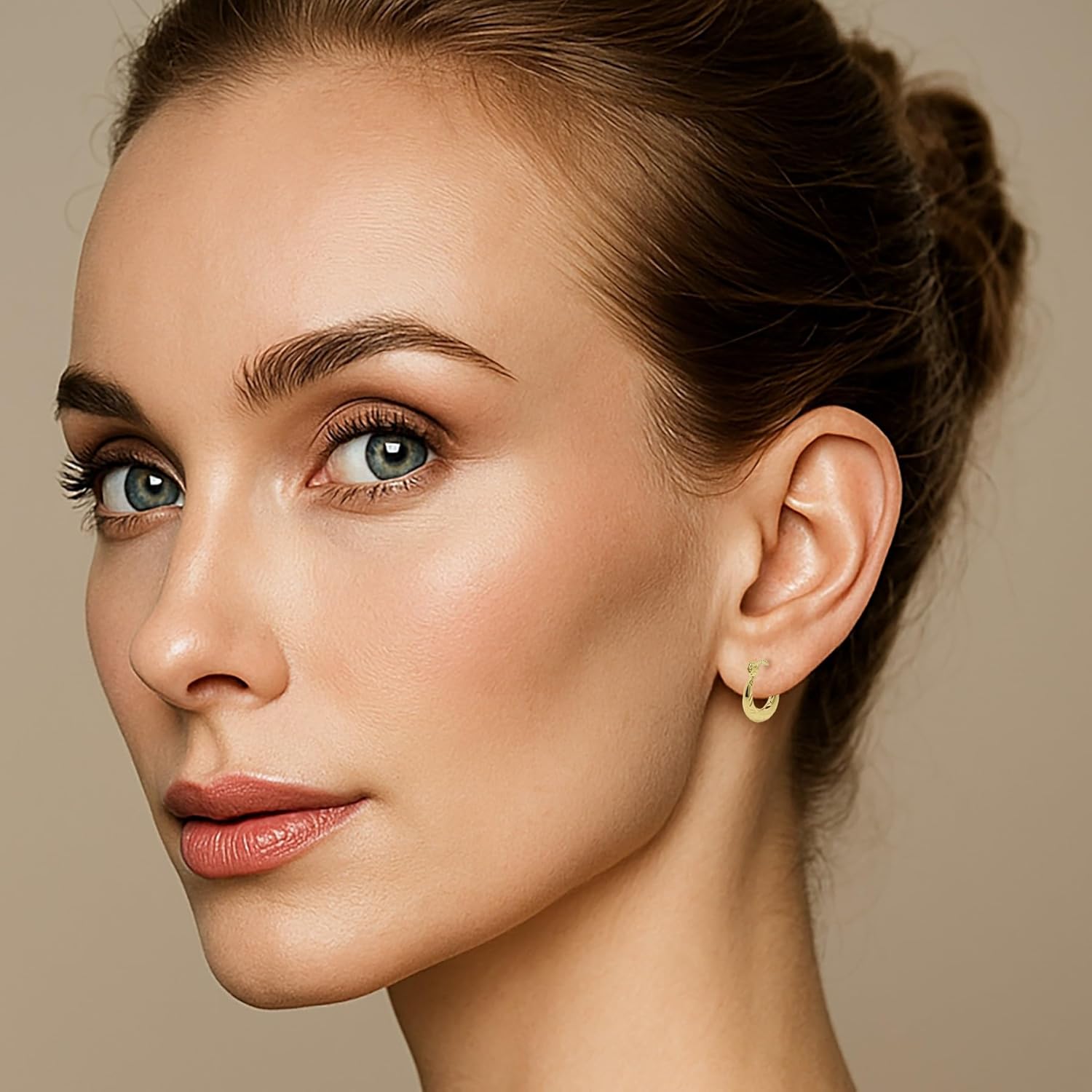 Hoberta Real Yellow10k Gold Hoop Earrings for Women And Mom| Lightweight Hoops Solid Jewelry for Hypoallergenic & sensitive ears Round Original 10 Karat for Christmas Gifts
