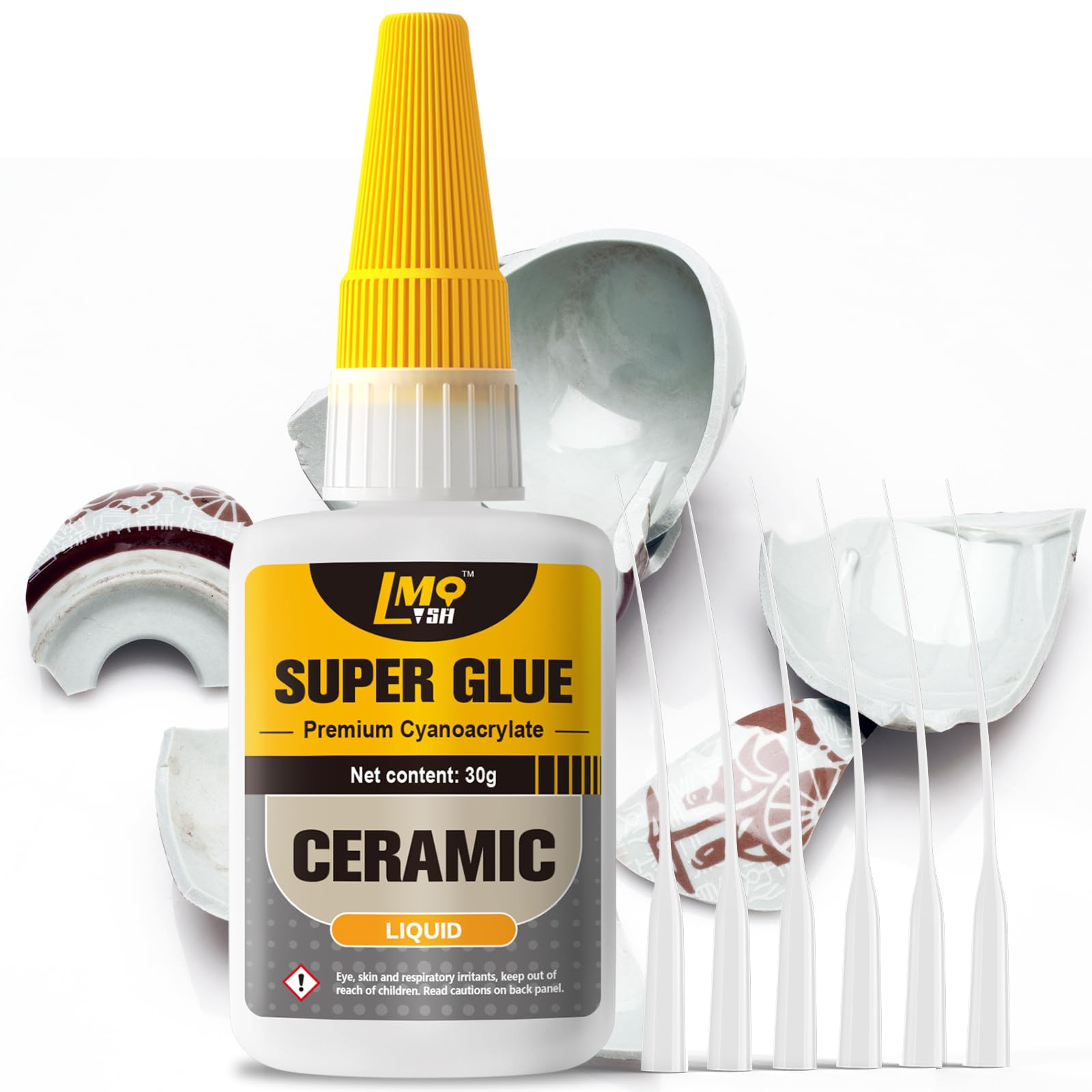 Super Glue for Ceramic, Thin Clear Liquid CA Glue for Pottery Porcelain, Fast Drying and Strong Bonding Superglue All Purpose Cyanoacrylate Adhesives