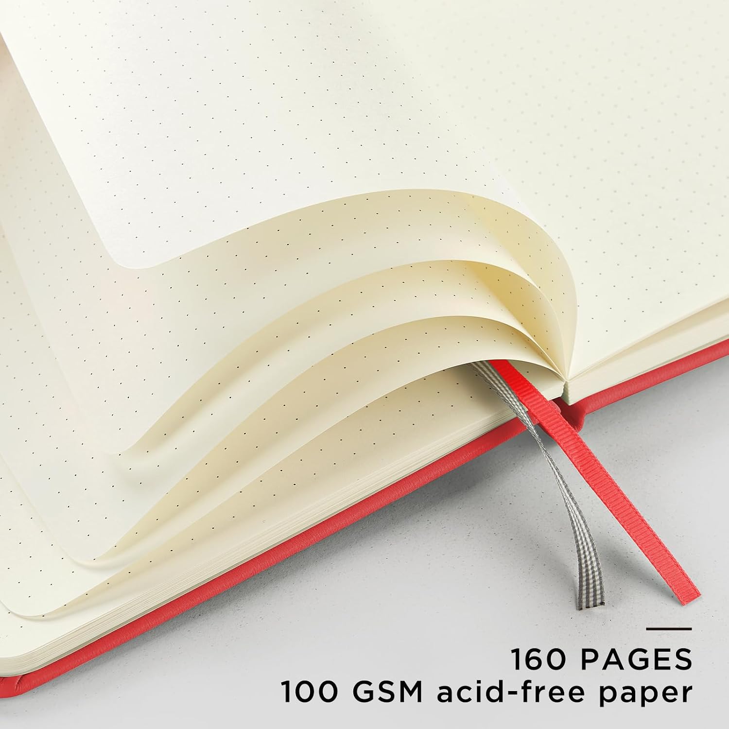 &And Per Se Dotted Journal Notebook, A5 Hardcover Leather Dotted Journal, 160 Pages 100gsm Thick Dot Grid Paper, 3 Sheets of Stickers Included - 5.7'' x 8'' (Red) image 4
