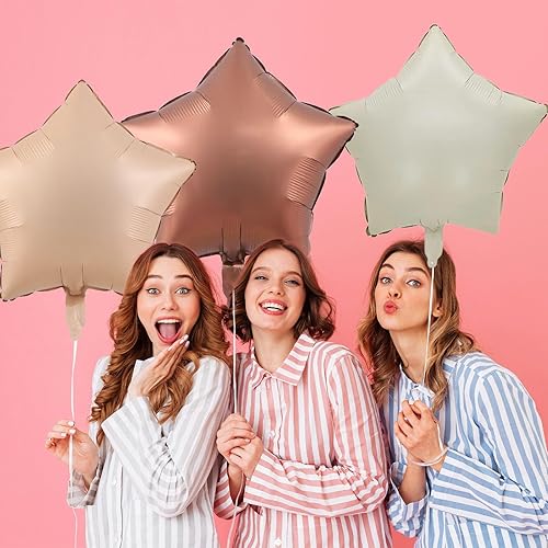 Miniatura 4 de KALOR Globos de Mylar de estrella rosa degradado de 18 pulgadas, 10 globos de helio en forma de estrella rosa y blanca para bodas, baby shower,