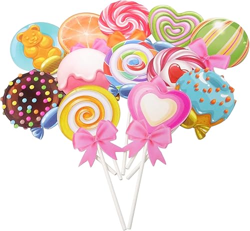 Miniatura 7 de yueton 24 piezas de dulces para cupcakes, decoraciones de pastel con temática de candyland para baby shower, cumpleaños, boda, fiesta, Navidad, etc