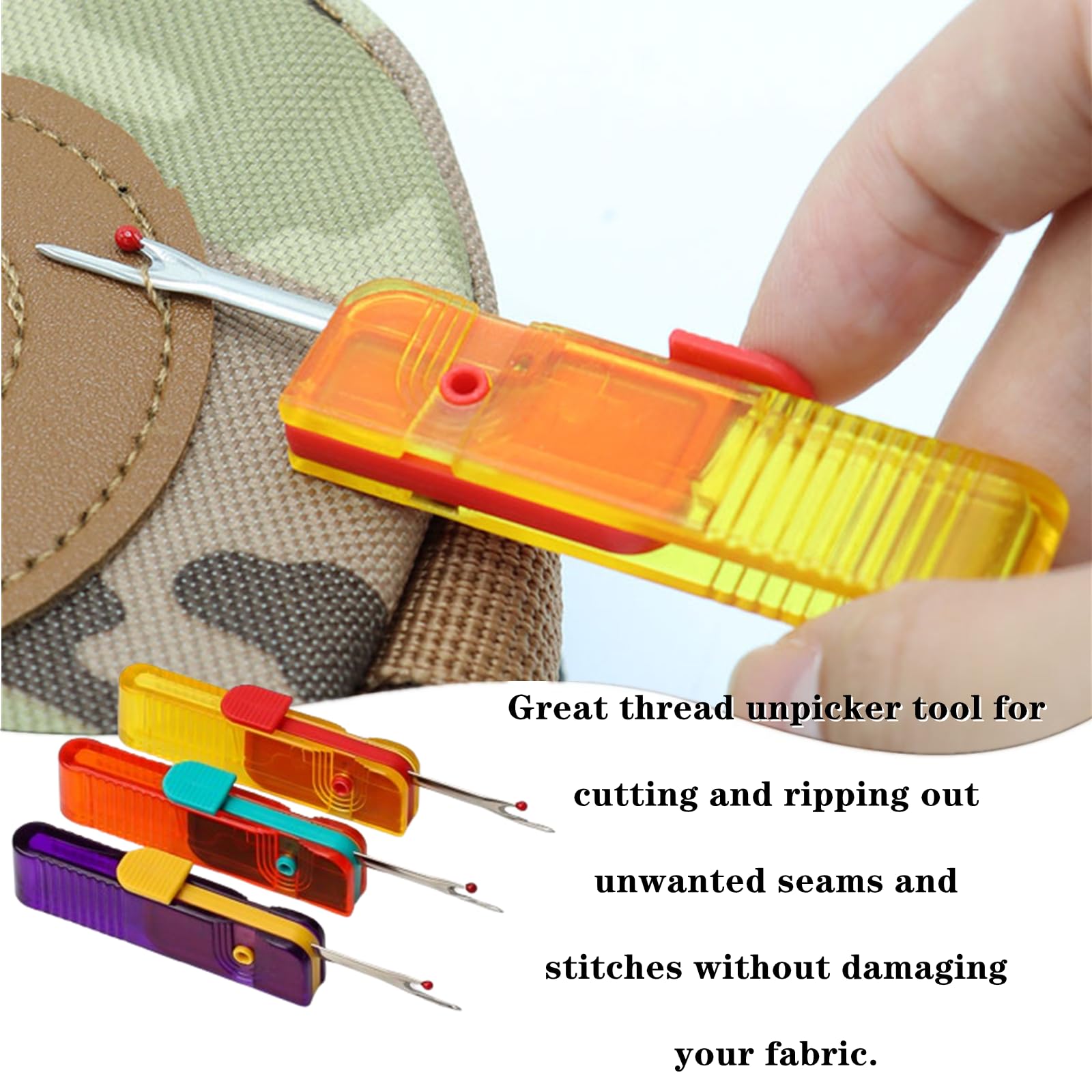 6 piezas de desgarrador profesional de hilo de coser, herramienta de extracción de puntadas, removedor de hilo de coser plegable, cortador de hilos para costura, manualidades, quitar dobladillos y