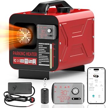 8KW 12V/24V Diesel Air Parking Heater, All-in-One with APP & Remote Control, LCD Display, Fast Heating Low Noise for RV Boat Truck Garage Home Tent [Energy Class D]