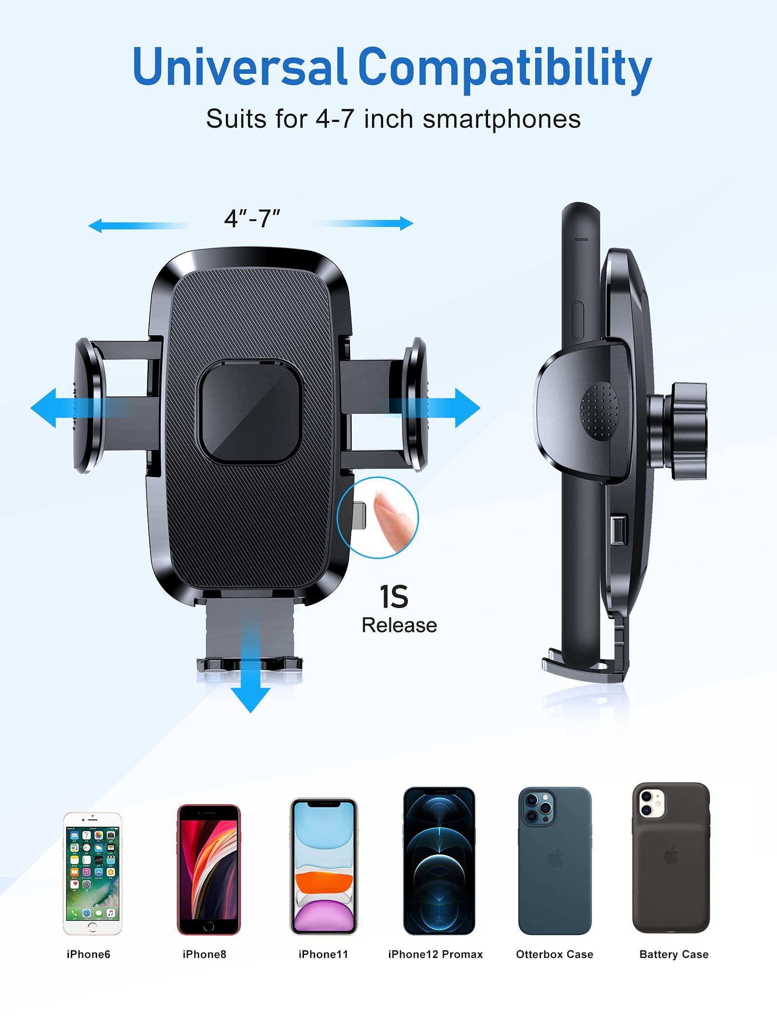 Samochodowy uchwyt na telefon, 3 w 1 z mocną przyssawką, kratka wentylacyjna/deska rozdzielcza/przednia szyba, obrotowy uchwyt na telefon 360° do iPhone'a itp