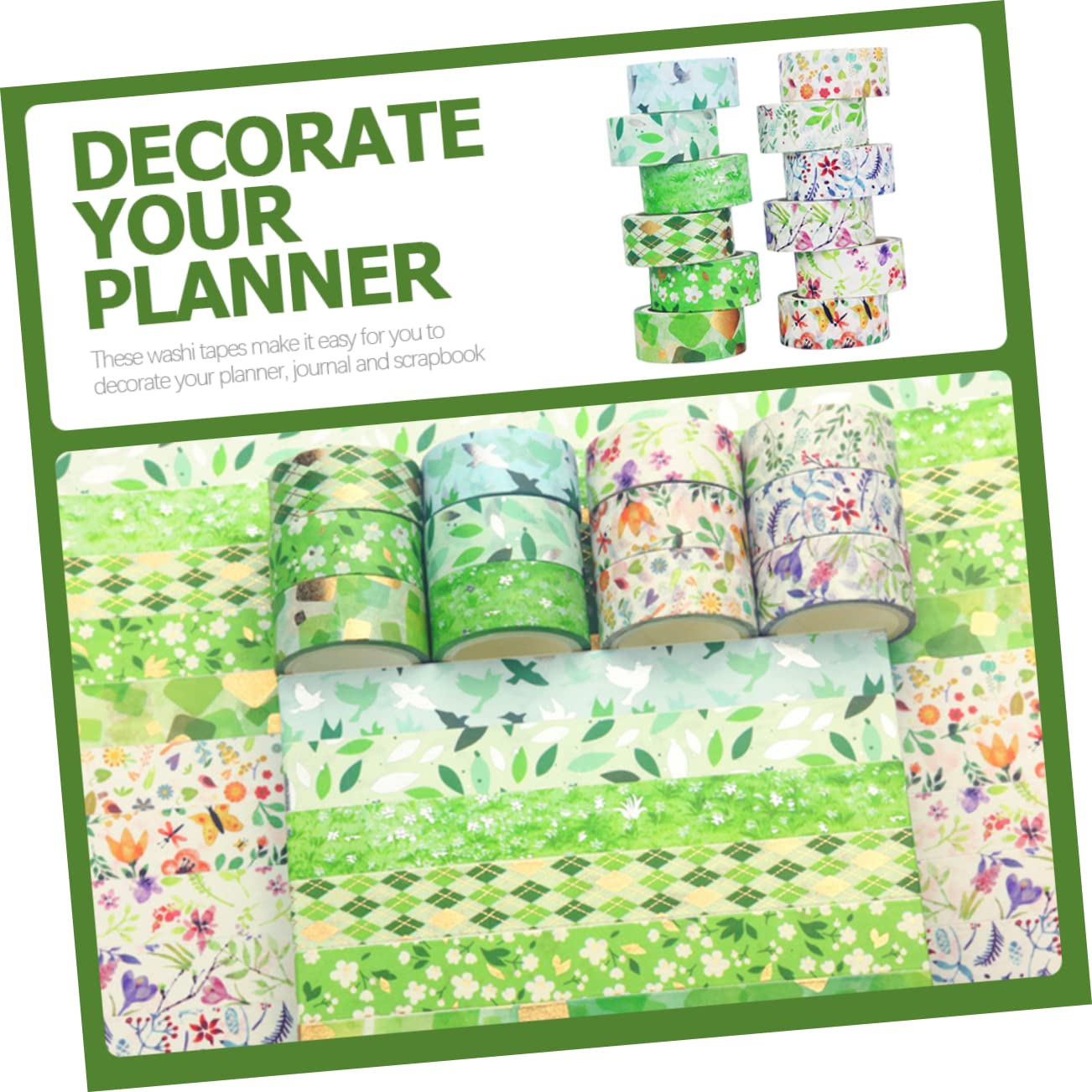 STOBOK 48rollen Washi Tape Mit Blumenmuster Dekoratives Klebeband Für Scrapbooking Journaling Und -projekte Mit Fröhlichen Designs Und Silberprägung