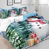 Vista 3 de LUVIVIHOME 3 piezas lindo muñeco de nieve funda de edredón cama Queen, ropa de cama para adolescentes niños y niñas, funda de edredón de árbol