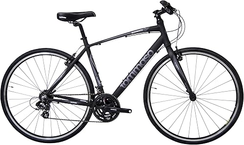 Tommaso Sorrento - Bicicleta híbrida, fitness y cercanías, barra plana Shimano Tourney, negro mate