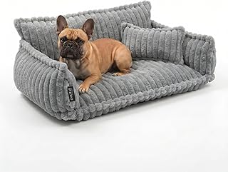 Hundesofa Chaffar Hundebett | Orthopädische Matratze | Moderner Stil | Cord-Design Größen (Lichtgrau, L (100cm))