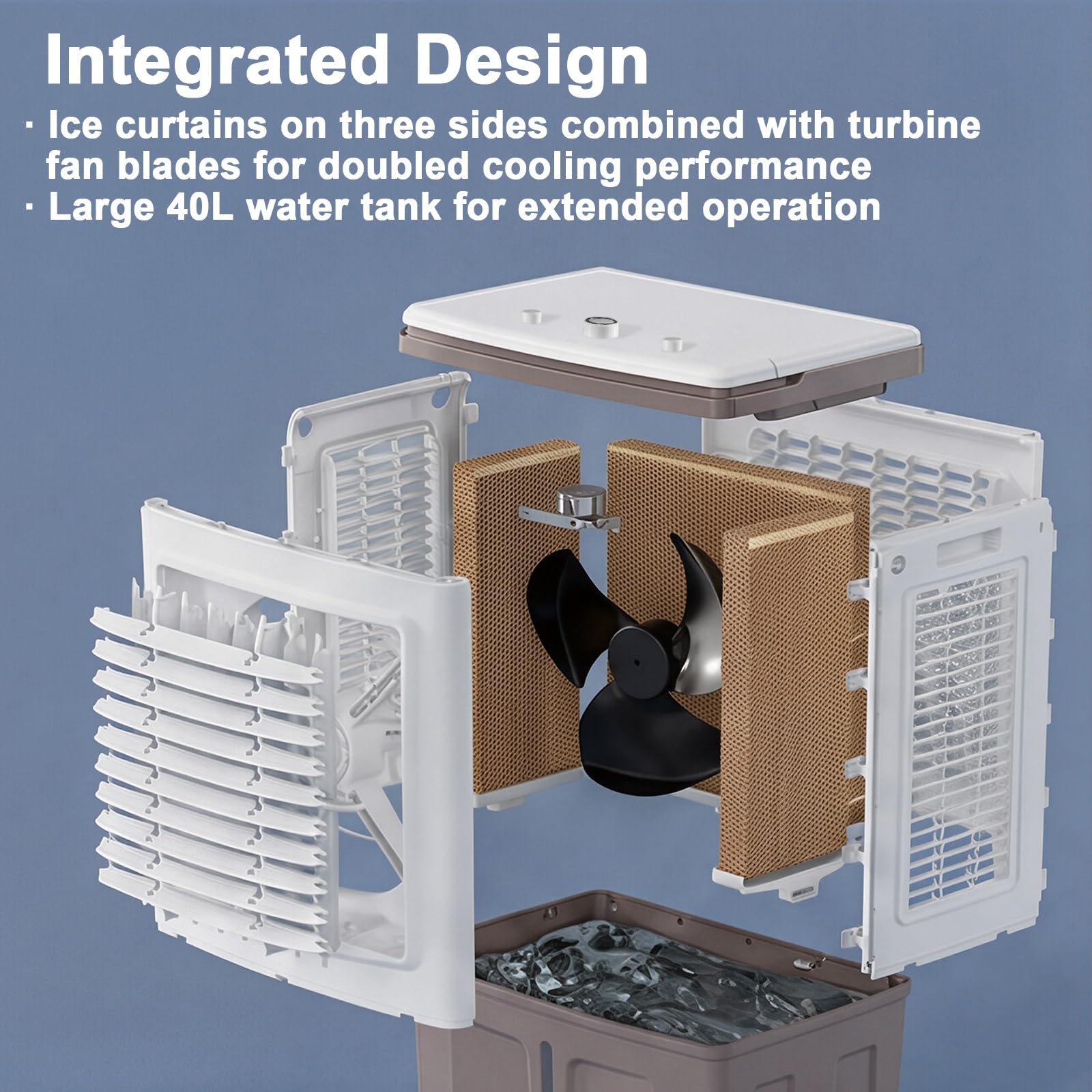 Aire Acondicionado Portátil Sin Tubo, Equipo con Oscilación 90°, Depósito 17L, 100W, 83x47x35cm, Aptado para Interiores