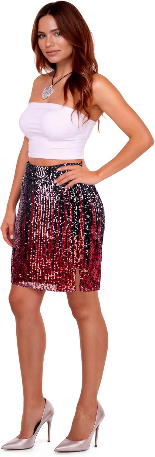 Sequin Skirt Sparkly High Waisted Stretchy Bodycon Mini Skirts Party Night Out Clubwear for Women - Image 5