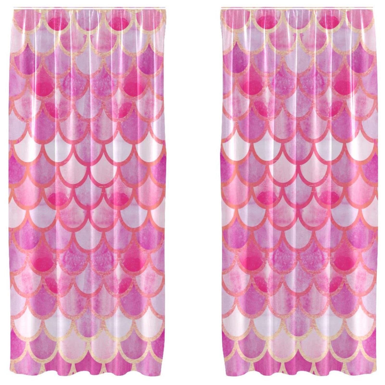 Habillage de fenêtre motif écailles de sirène rose haut de gamme